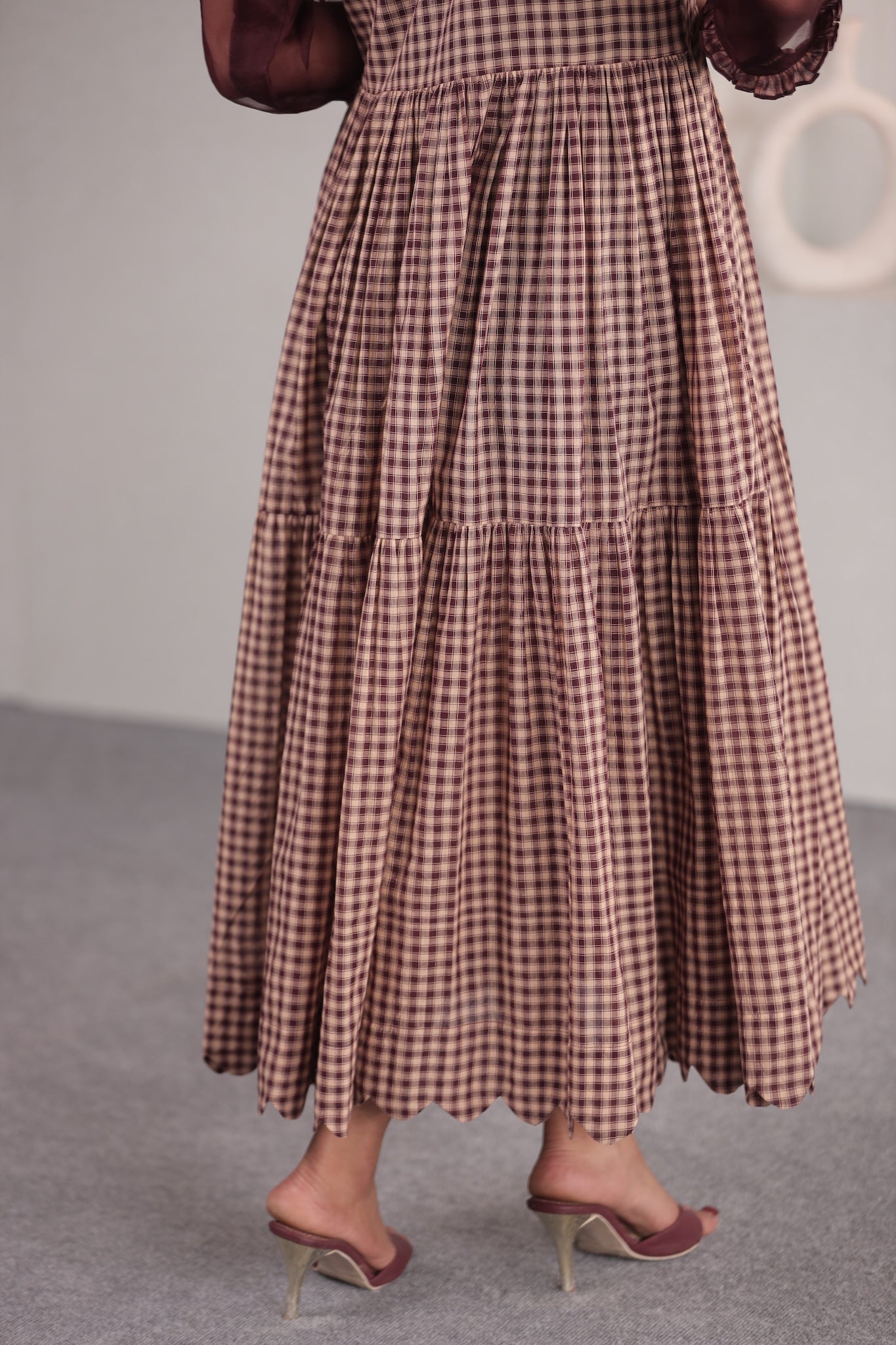 Merlot Organza Detail Maxi Dress