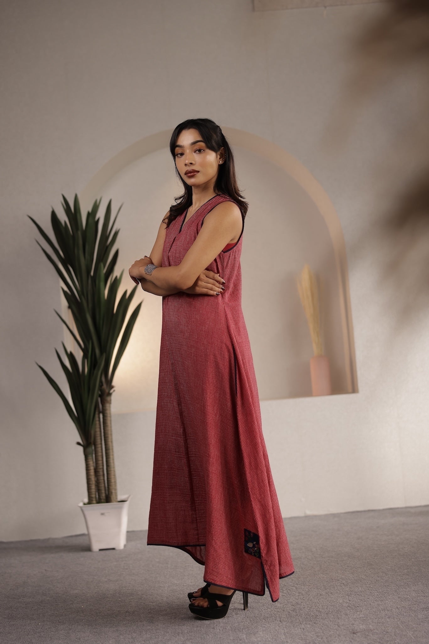 Serein Handloom Maxi Dress with Patch Detailing