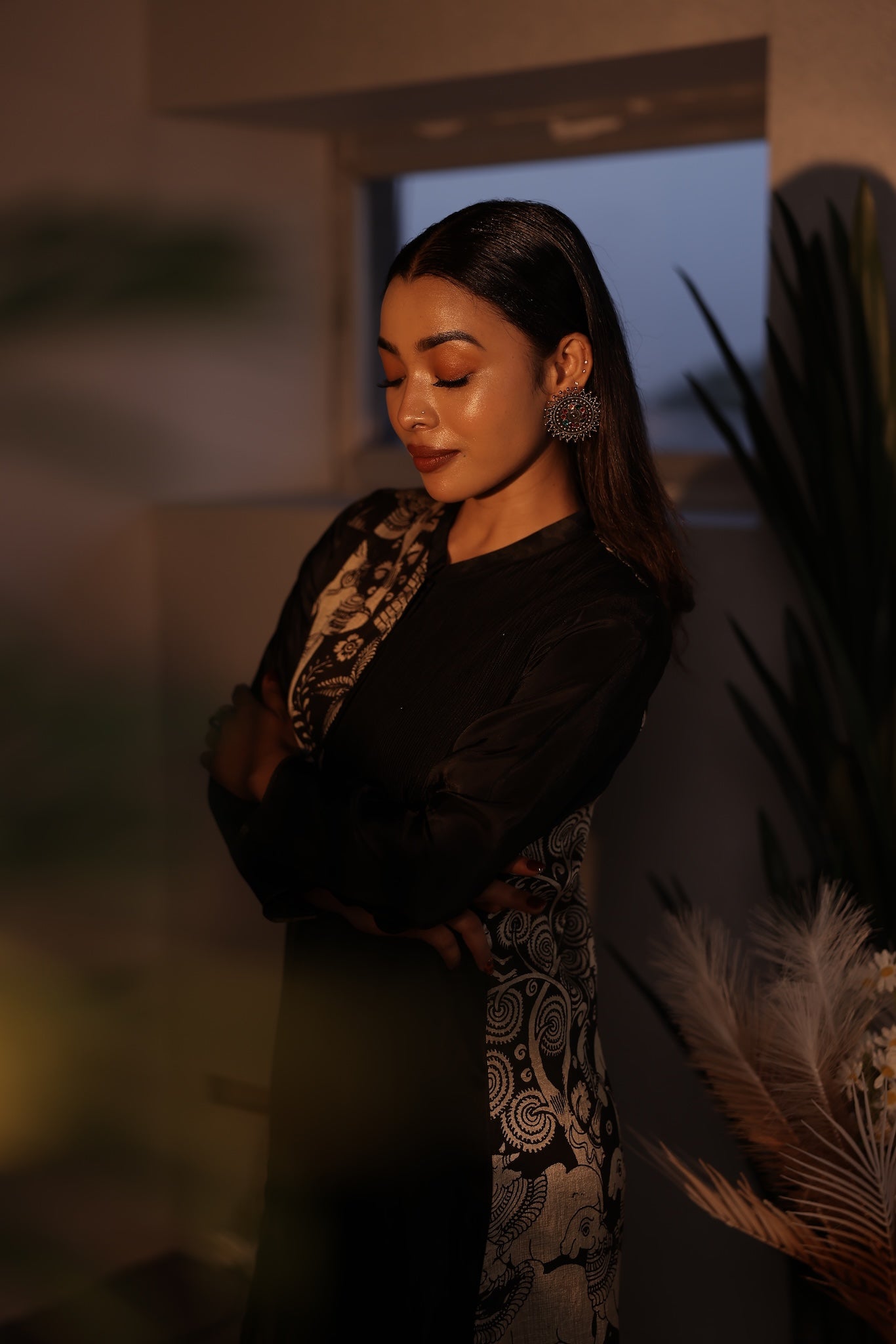 Noir Pen Kalamkari Uppada Silk Kurta Set