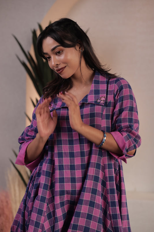 Mosaic Check Midi Dress