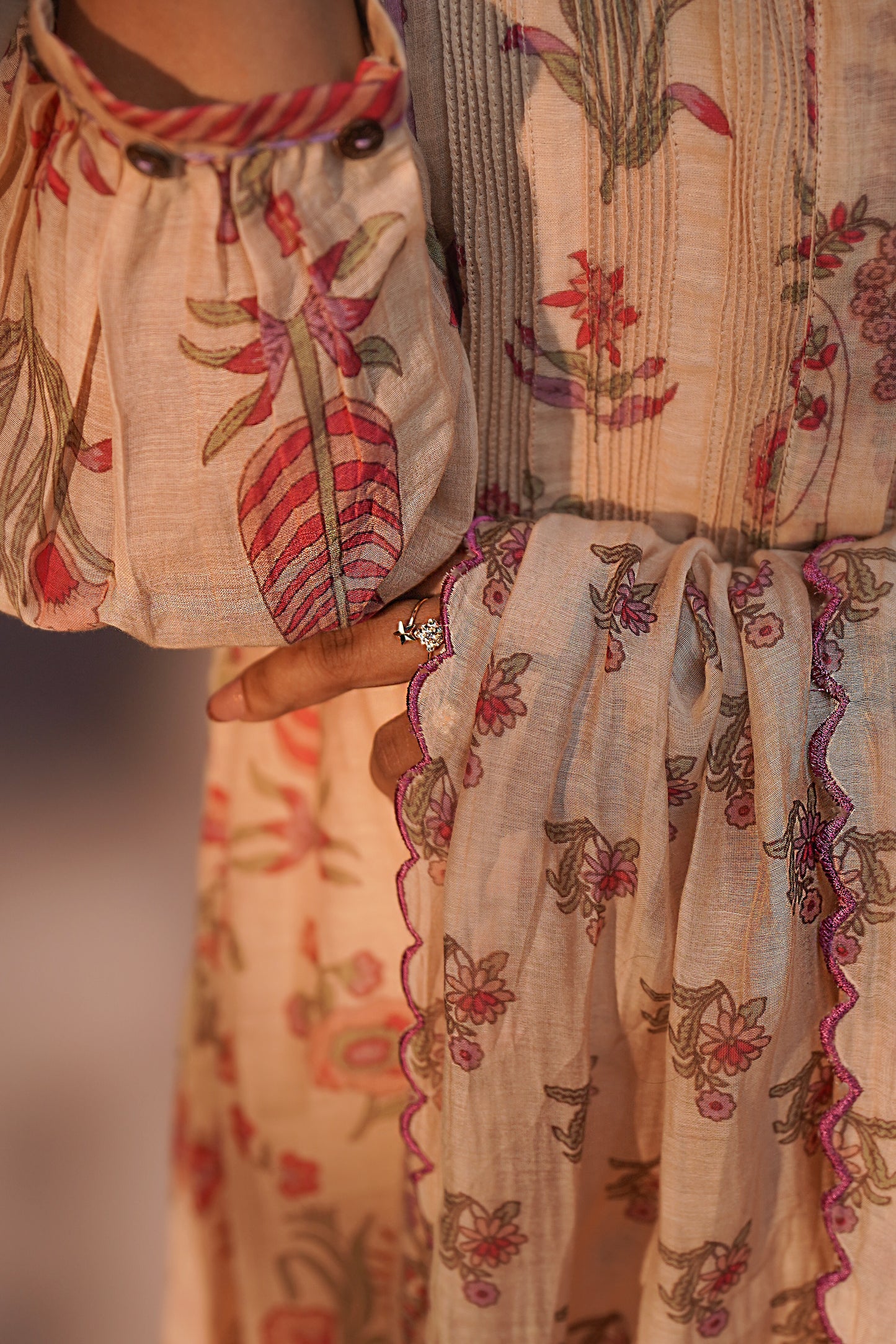 Dust Rose Pink and Warm Ivory Pure Chanderi Silk Ensemble