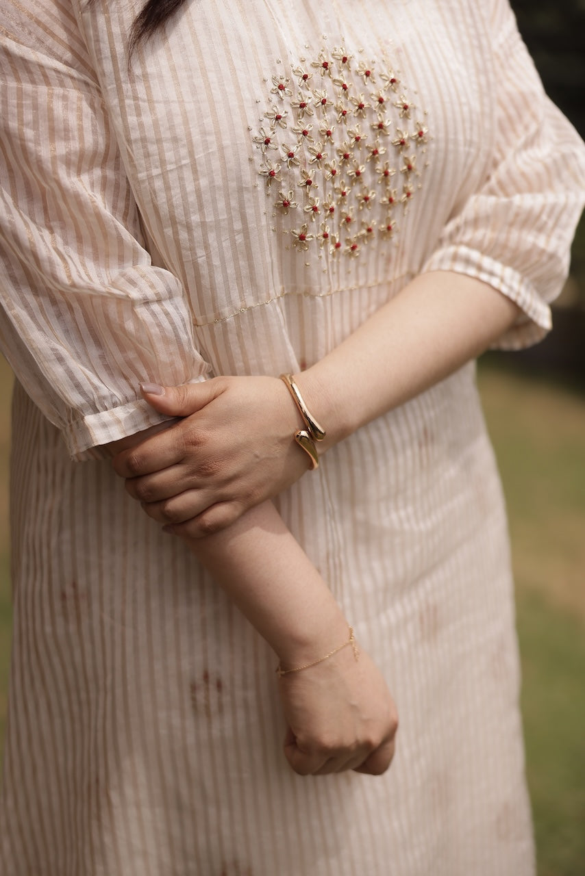 Thechi Bloom | Hand-Embroidered Chanderi Silk Dress