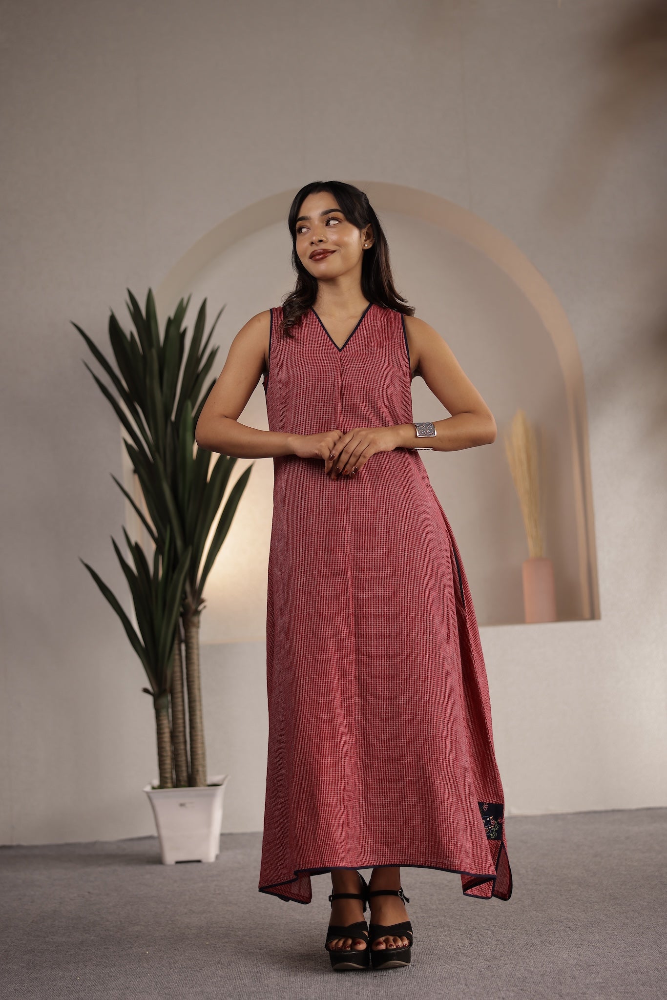 Serein Handloom Maxi Dress with Patch Detailing