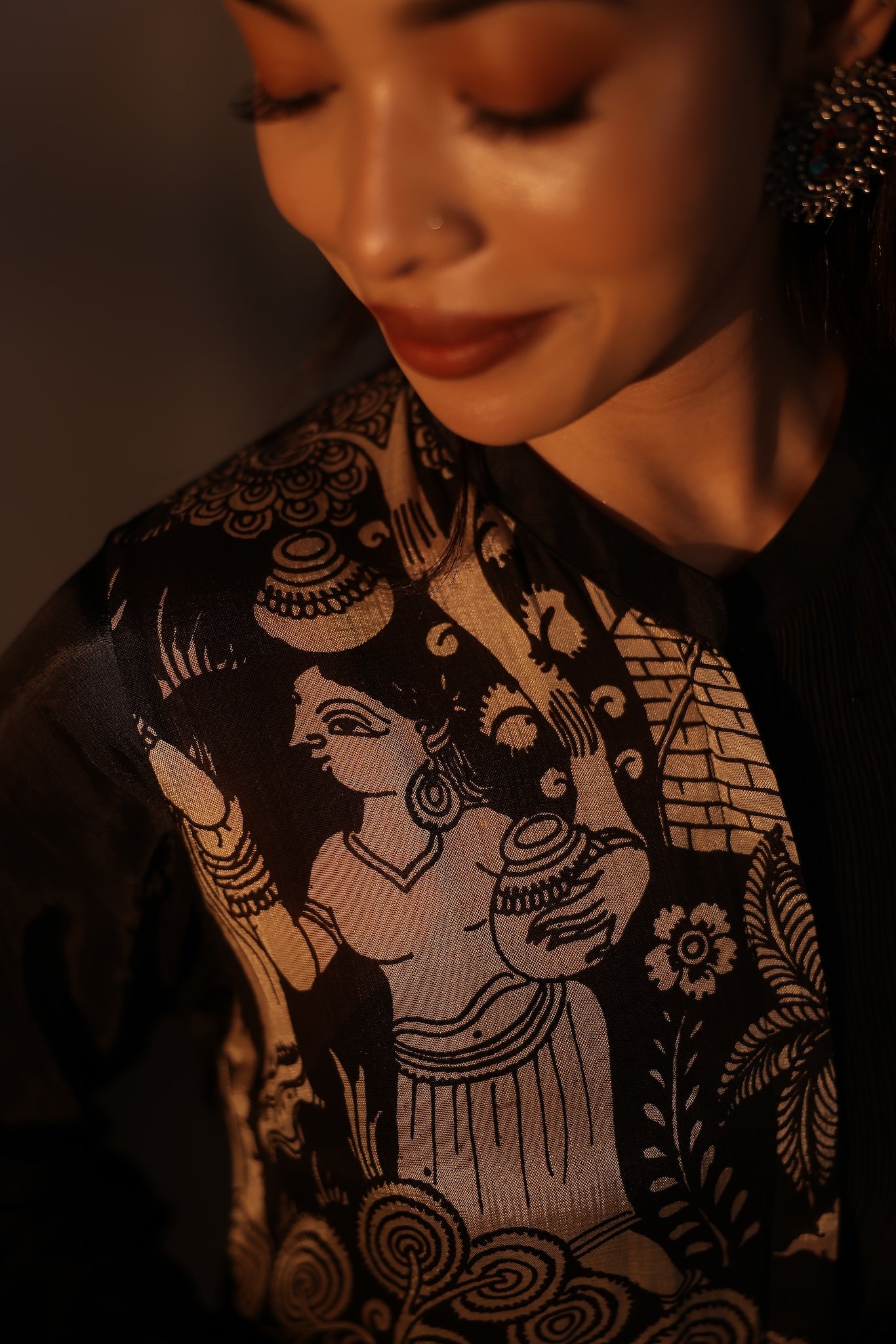 Noir Pen Kalamkari Uppada Silk Kurta Set