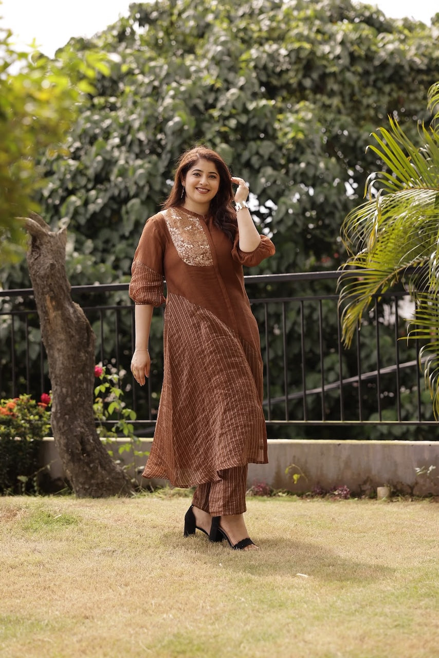 Kaavu | Chanderi Silk Brocade Kurta Set