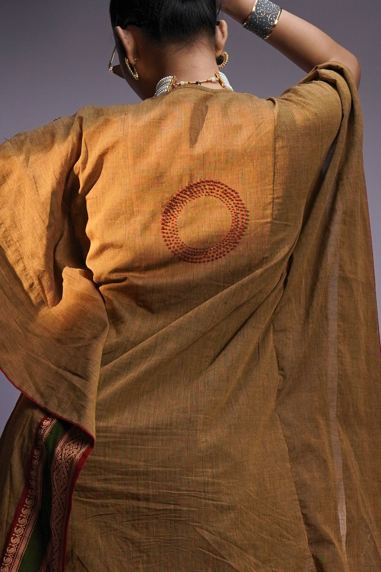 Brown Soft Woven Cotton Hand - Embroidered Kaftan